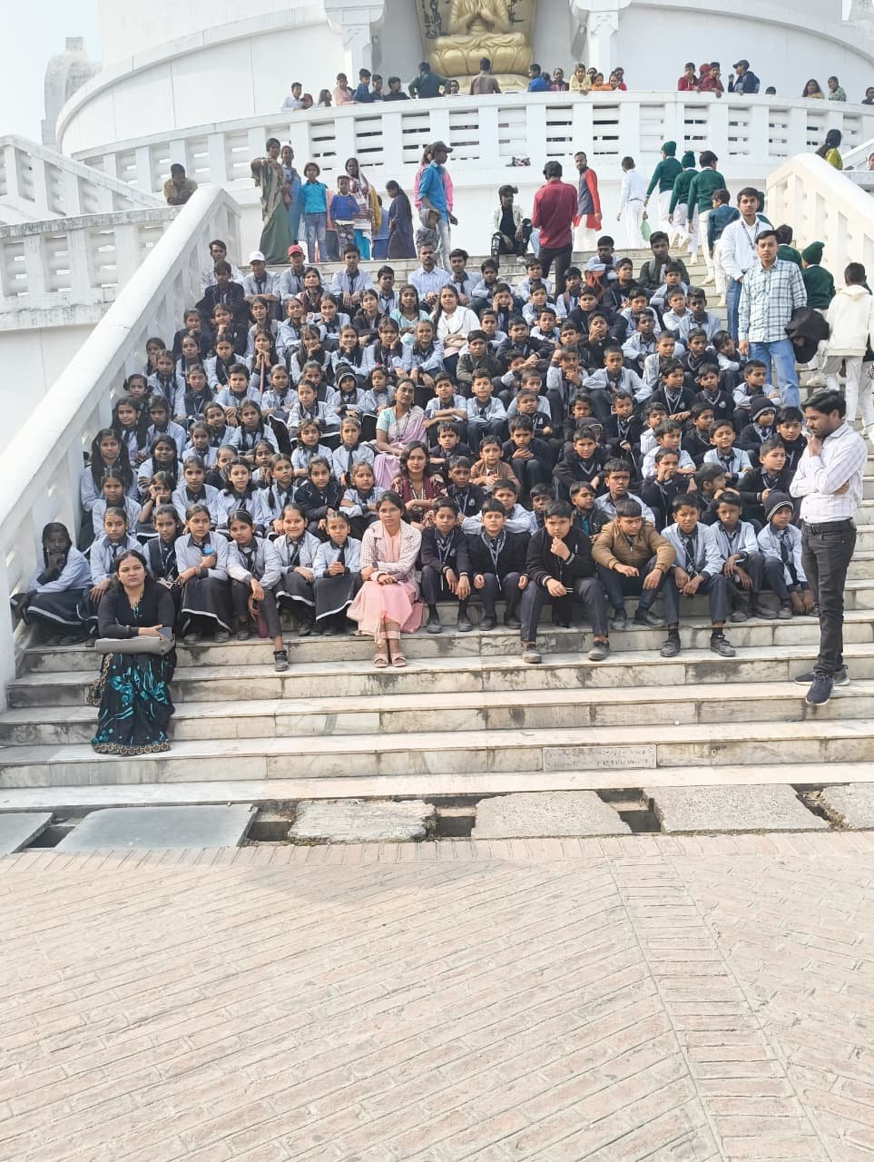 Students at Vishwa Shanti Stupa